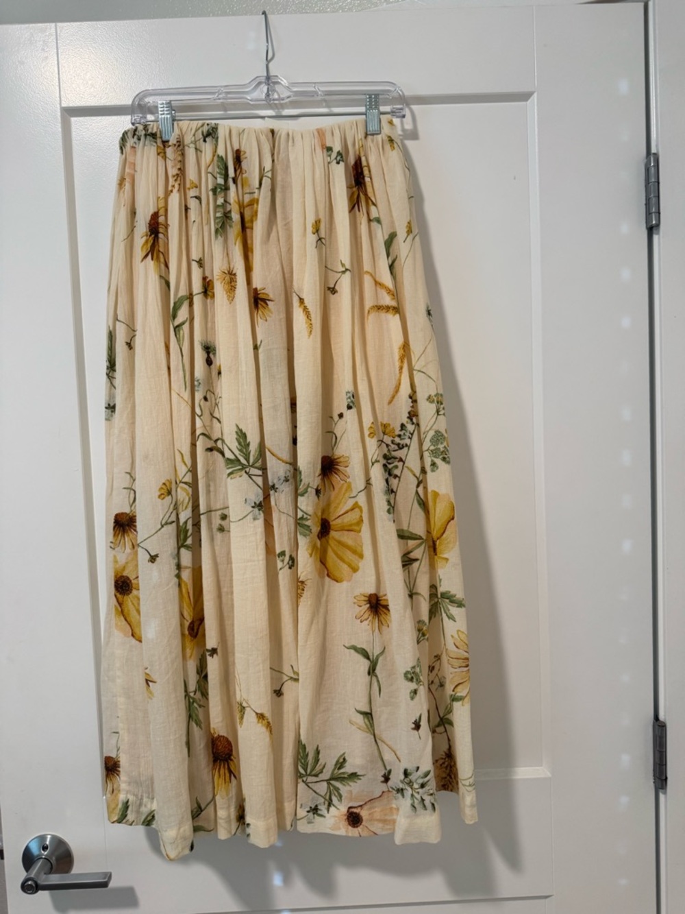 H&M A Meadow of Wildflowers Daisy Midi Skirt Ivory Yellow S